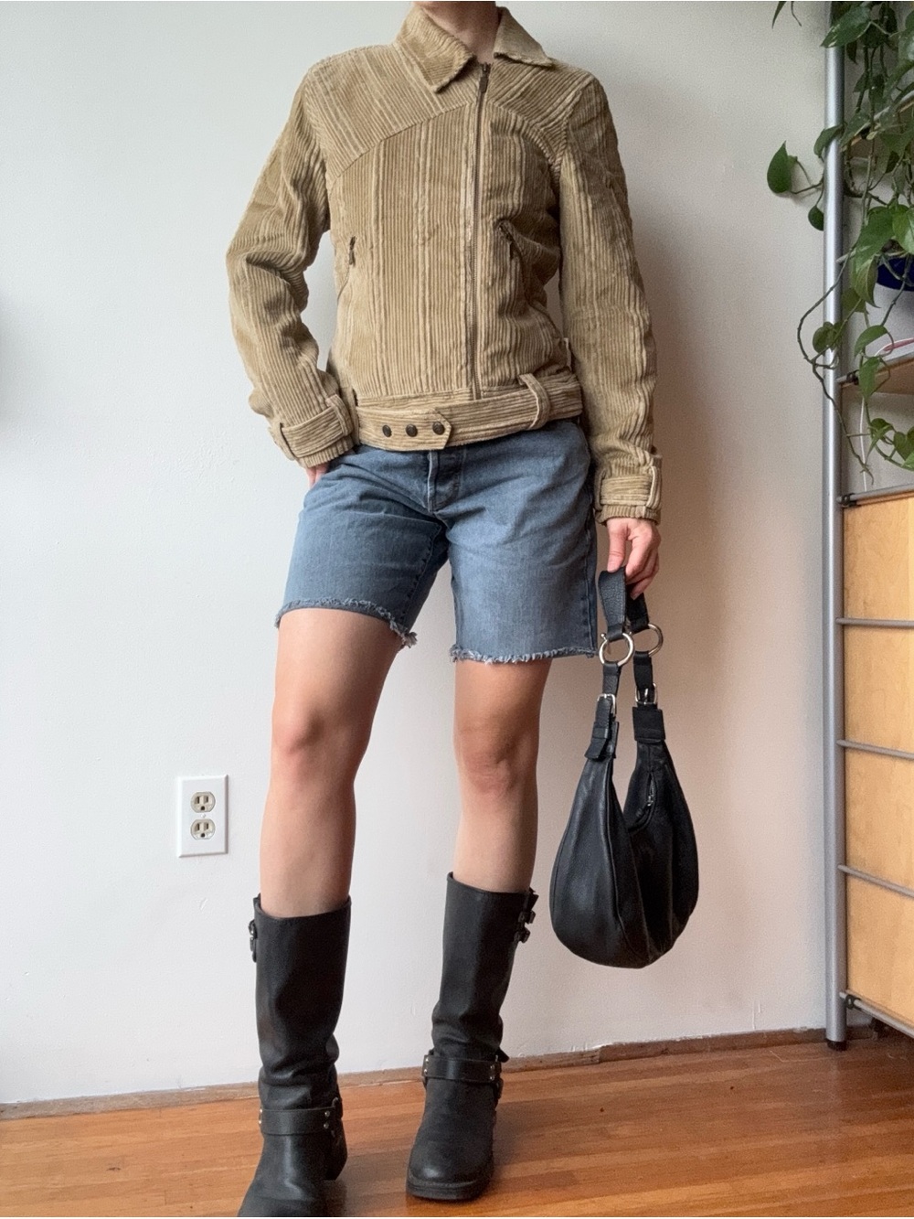 Colombia Tan Corduroy Biker Jacket
